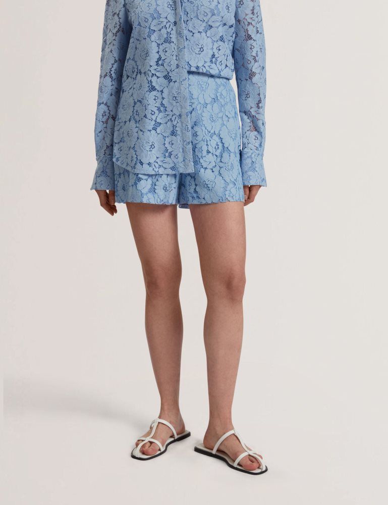 Ted Baker Meriosh - Lace High Waisted Tailored Shorts Kurze Hose Damen Blau | 573960-SVZ