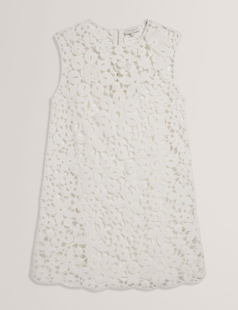 Ted Baker Miikka - Crochet Sleeveless Mini Shift Dress Kleid Damen Weiß | 689437-ASI
