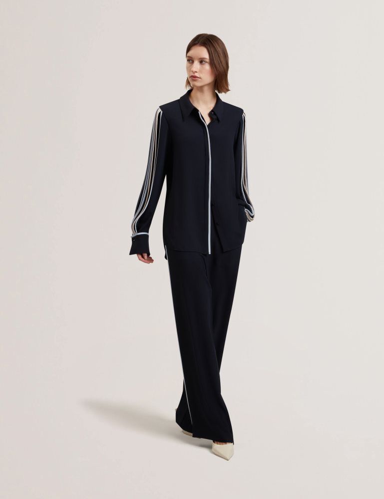 Ted Baker Miriti - Contrast Piping Detail Long Sleeve Shirt Anzüge Damen Navy | 017548-ATX