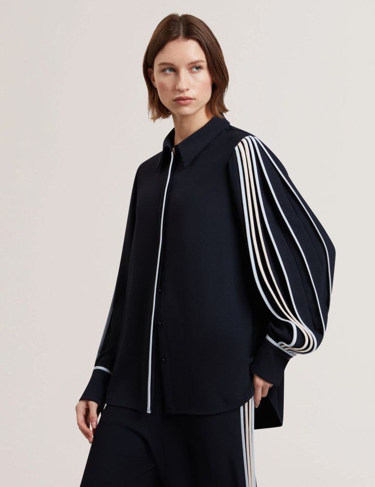 Ted Baker Miriti - Contrast Piping Detail Long Sleeve Shirt Anzüge Damen Navy | 017548-ATX