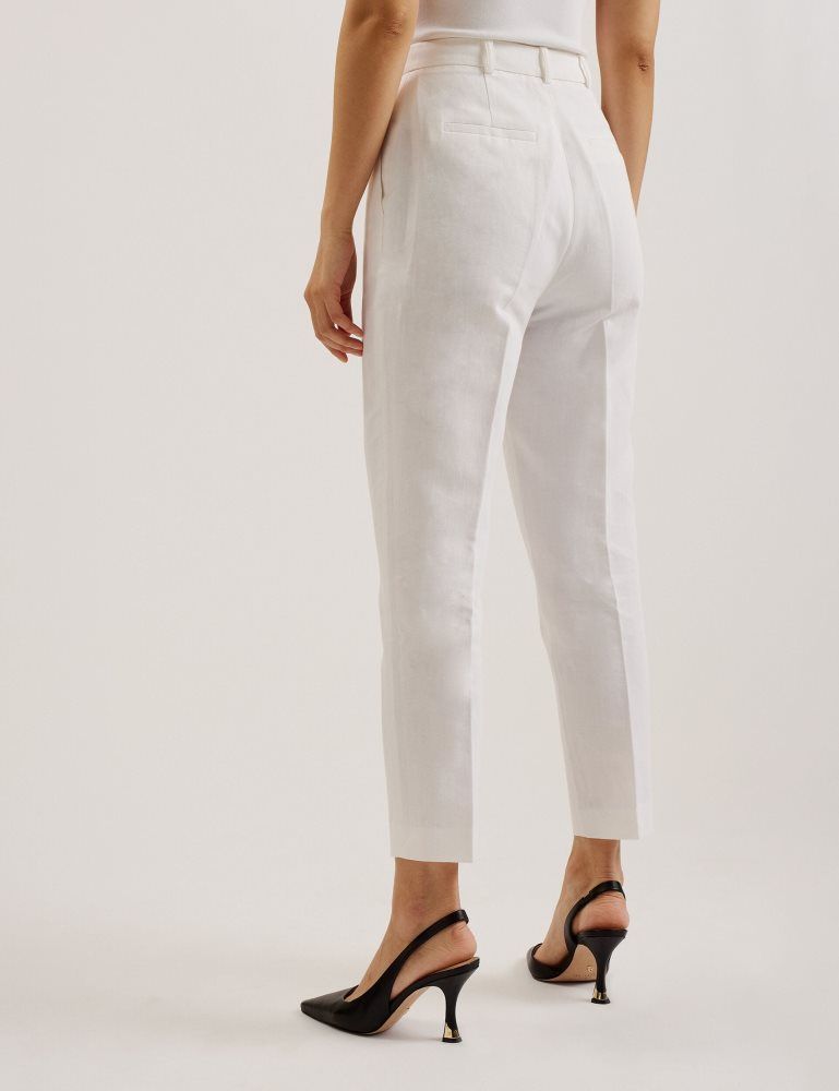 Ted Baker Musubt - Linen Cotton High Waisted Tailored Trousers Anzüge Damen Weiß | 871629-NYX