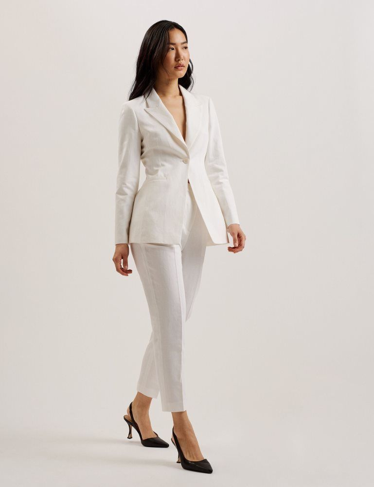 Ted Baker Musubt - Linen Cotton High Waisted Tailored Trousers Anzüge Damen Weiß | 871629-NYX