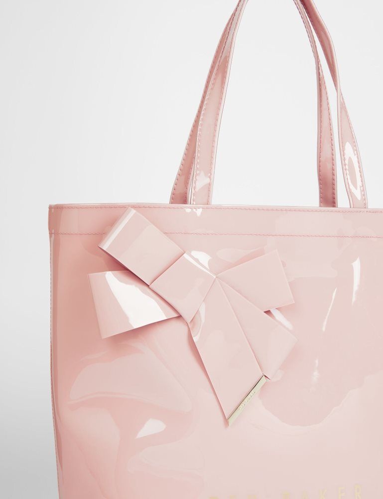 Ted Baker Nicon - Knot Bow Vinyl Icon Tote Bag Tragetaschen Damen Rosa | 152348-HQW