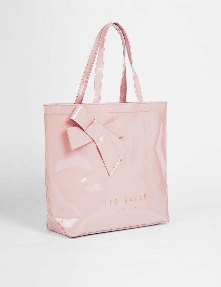 Ted Baker Nicon - Knot Bow Vinyl Icon Tote Bag Tragetaschen Damen Rosa | 152348-HQW