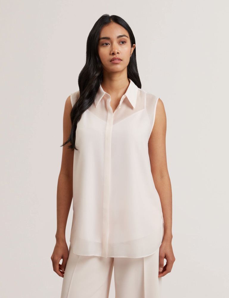 Ted Baker Norella - Sheer Organza Longline Sleeveless Blouse Anzüge Damen Rosa | 809314-GZL