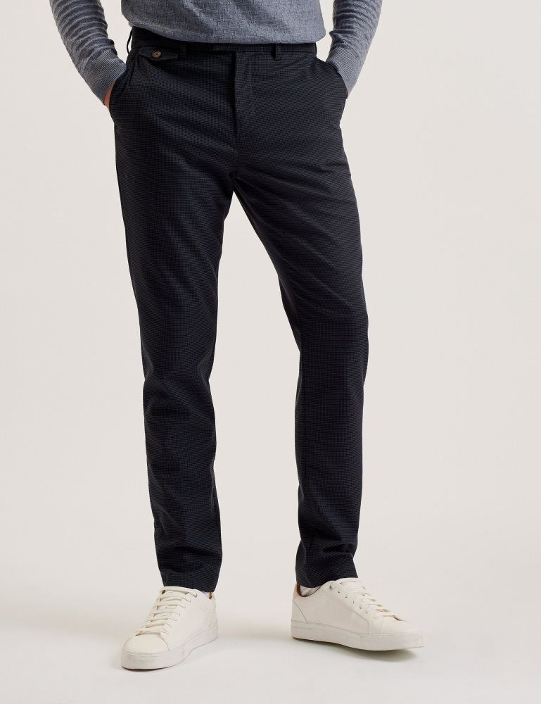 Ted Baker Nounds - Puppytooth Pattern Slim Fit Trousers Hose Herren Navy | 581406-YVQ