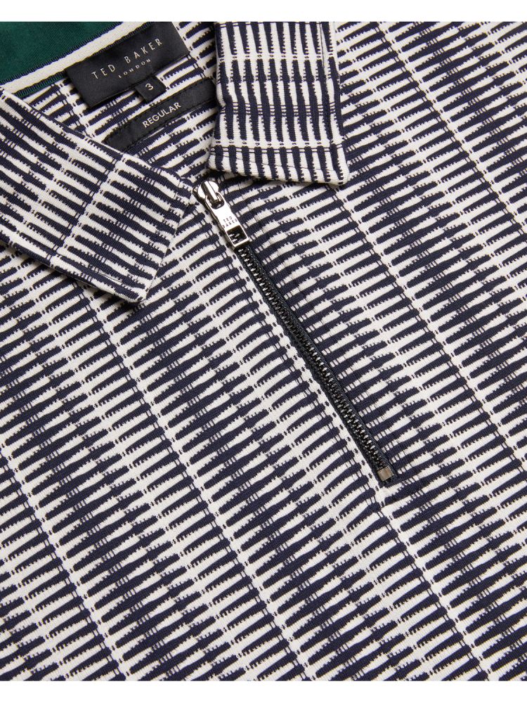 Ted Baker Octon - Geo Stripe Zip Neck Polo Shirt Oberteile Herren Navy | 623750-KJP