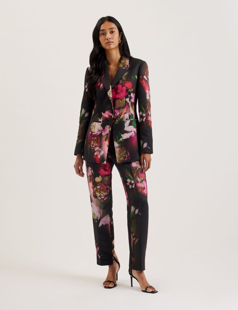 Ted Baker Okuni - Fitted Floral Print Tailored Jacket Anzüge Damen Schwarz | 278463-OXF