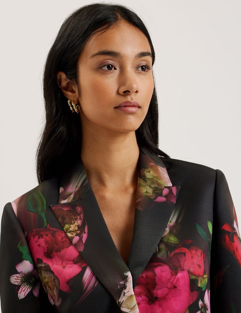 Ted Baker Okuni - Fitted Floral Print Tailored Jacket Anzüge Damen Schwarz | 278463-OXF