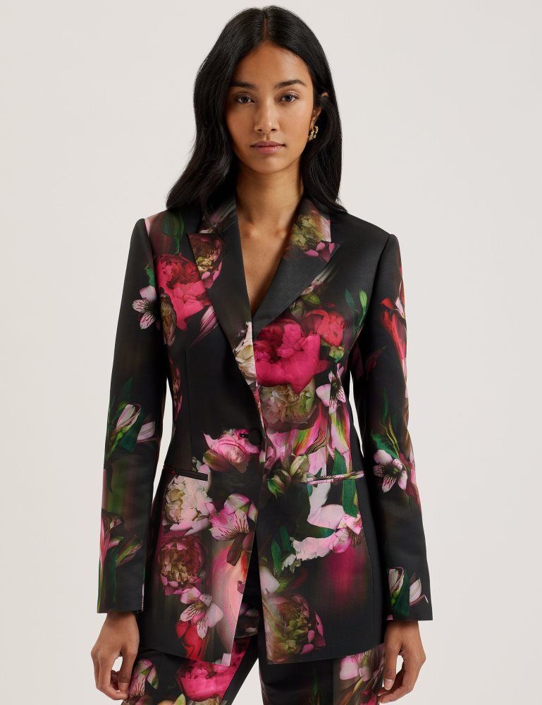 Ted Baker Okuni - Fitted Floral Print Tailored Jacket Anzüge Damen Schwarz | 278463-OXF