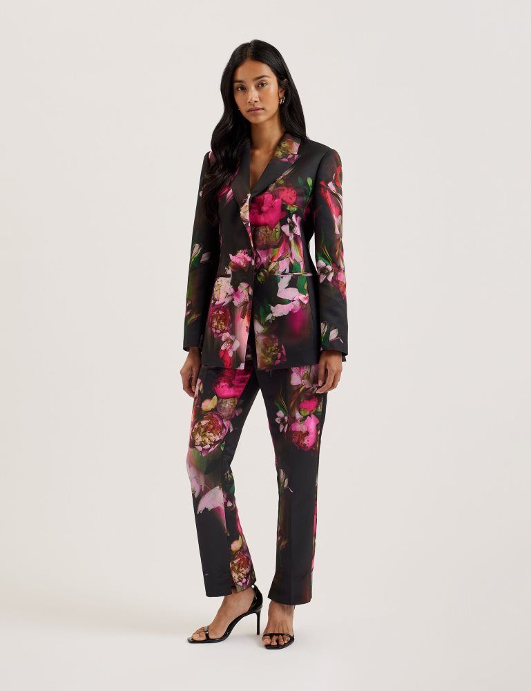 Ted Baker Okunit - Tapered Leg Floral Print Tailored Trousers Kurze Hose Damen Schwarz | 564238-VDG