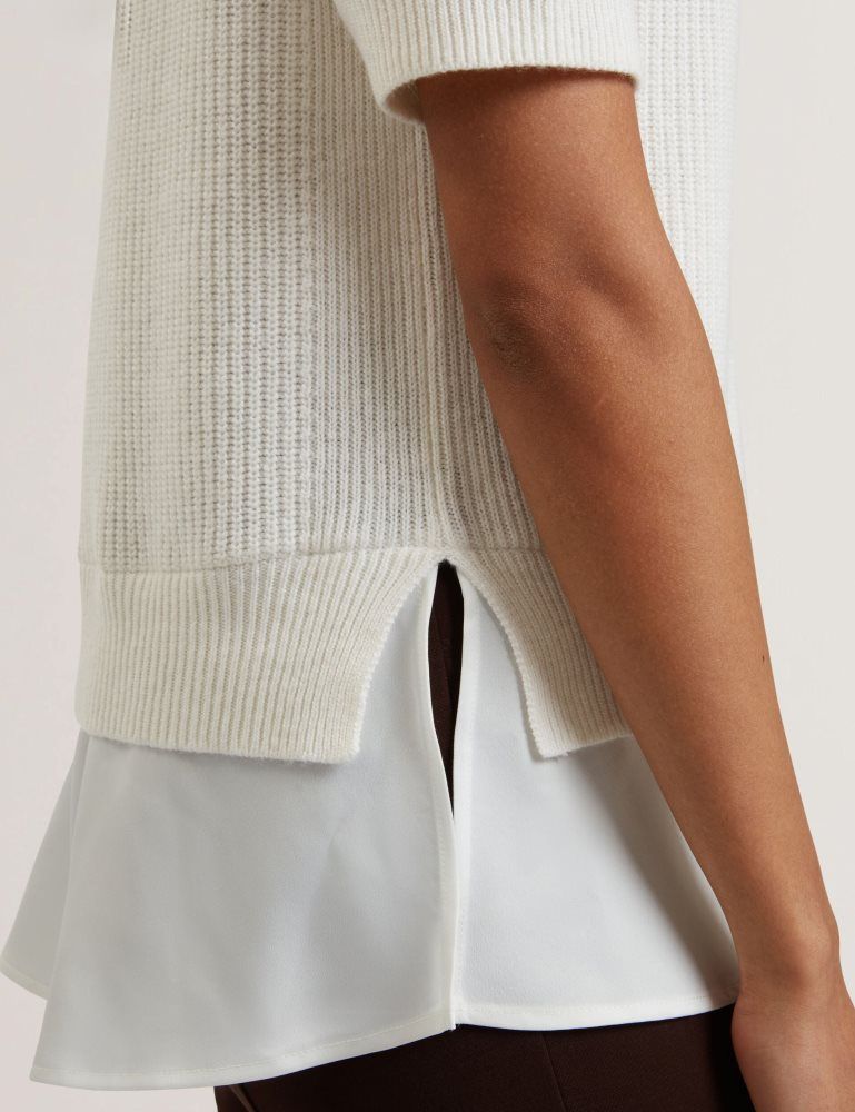Ted Baker Onzaa - Raglan Short Sleeve Knitted Top With Shirt Hem T-shirts Damen Weiß | 631972-PHD