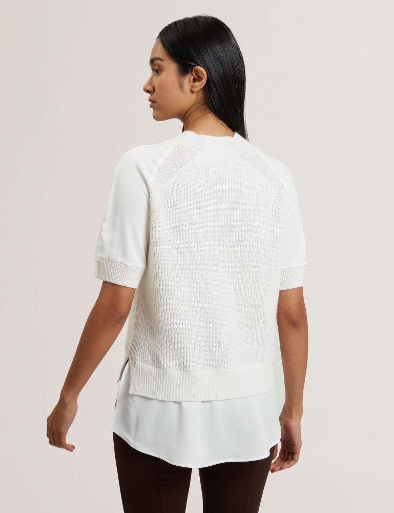 Ted Baker Onzaa - Raglan Short Sleeve Knitted Top With Shirt Hem T-shirts Damen Weiß | 631972-PHD