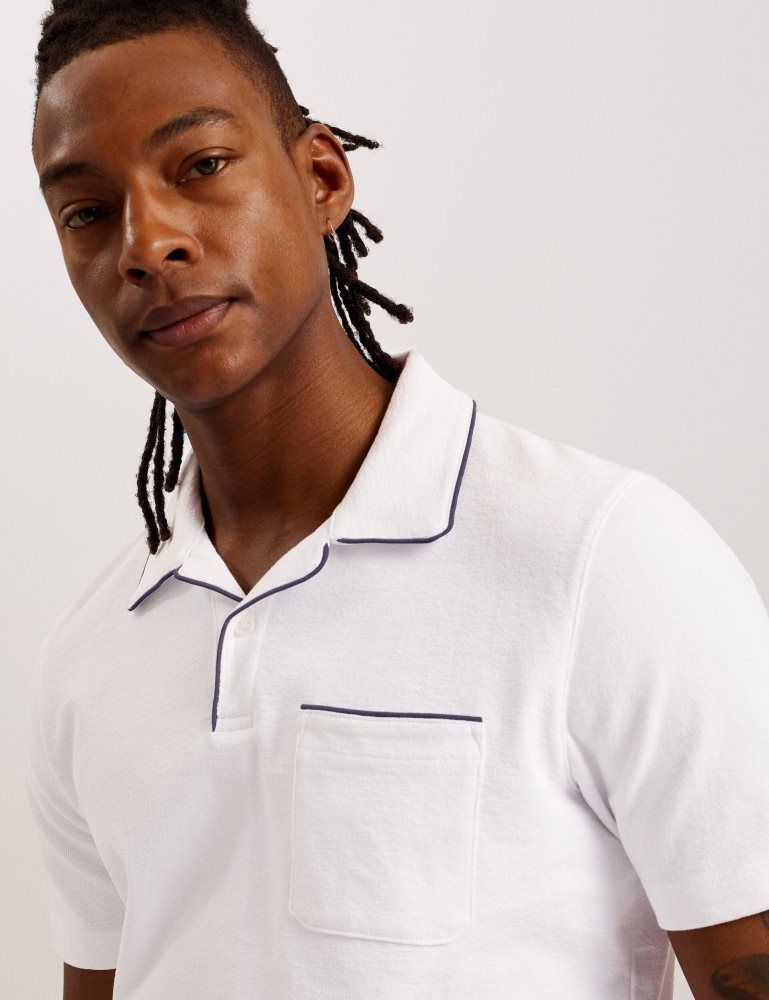 Ted Baker Paisel - Short Sleeve Regular Open Collar Polo Oberteile Herren Weiß | 649328-ANY