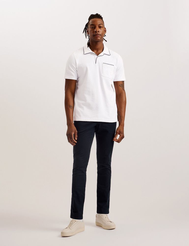 Ted Baker Paisel - Short Sleeve Regular Open Collar Polo Oberteile Herren Weiß | 649328-ANY