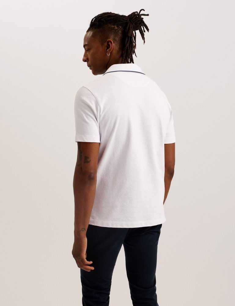 Ted Baker Paisel - Short Sleeve Regular Open Collar Polo Oberteile Herren Weiß | 649328-ANY