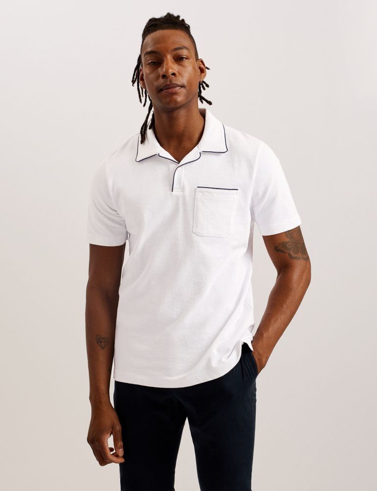 Ted Baker Paisel - Short Sleeve Regular Open Collar Polo Oberteile Herren Weiß | 649328-ANY