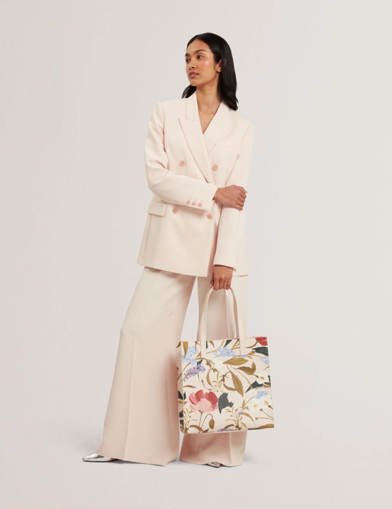 Ted Baker Palamaa - Floral Print Pu Large Icon Tote Bag Tragetaschen Damen Rosa | 137429-DKB