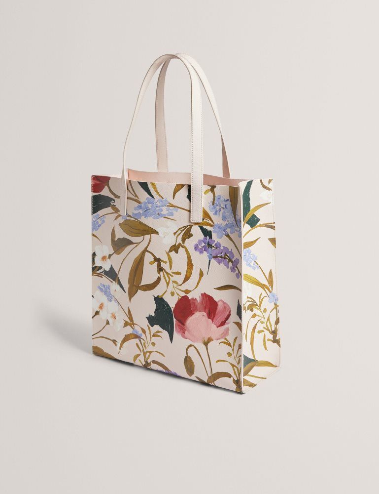 Ted Baker Palamaa - Floral Print Pu Large Icon Tote Bag Tragetaschen Damen Rosa | 137429-DKB