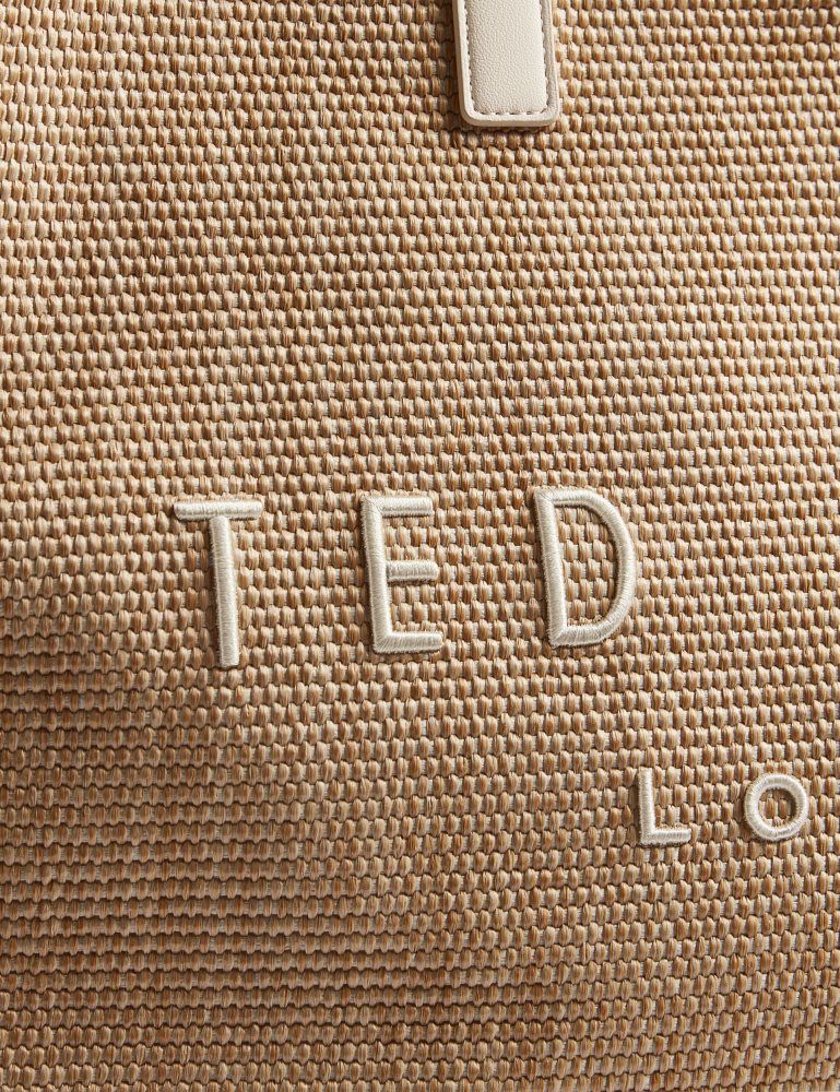 Ted Baker Pallmer - Faux Raffia Pu Trim Large Icon Tote Bag Icon-Taschen Damen Ecru | 859371-CIJ