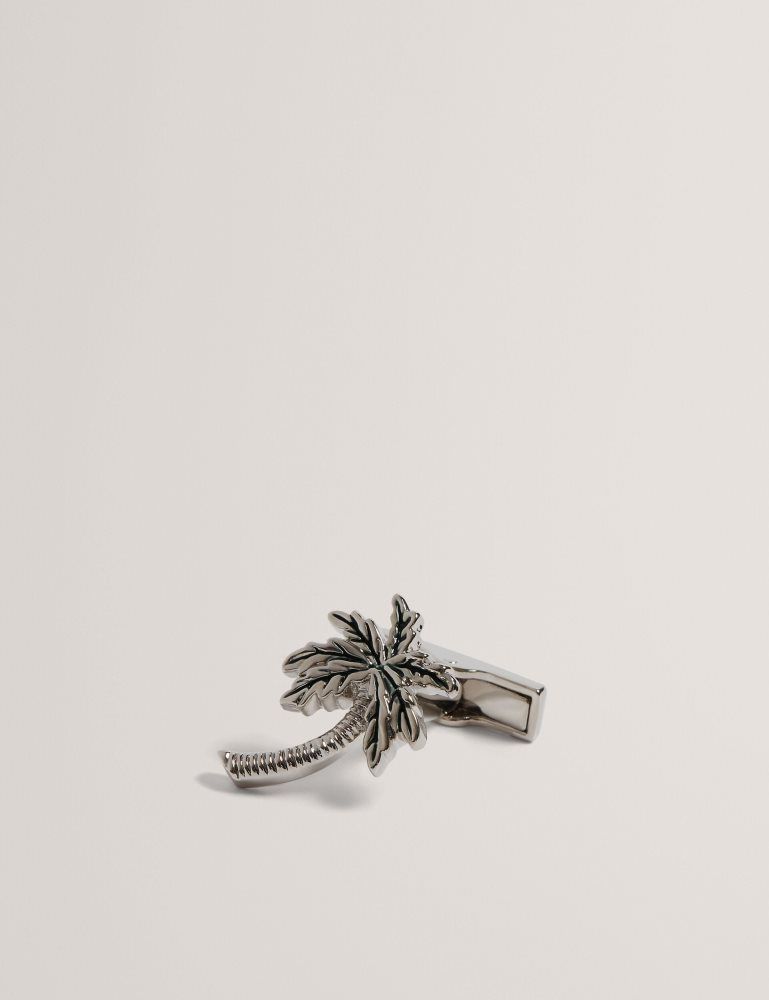 Ted Baker Palmiie - Palm Tree Cufflink Lapel Pin Set Manschettenknöpfe Herren Silber | 347150-ESG
