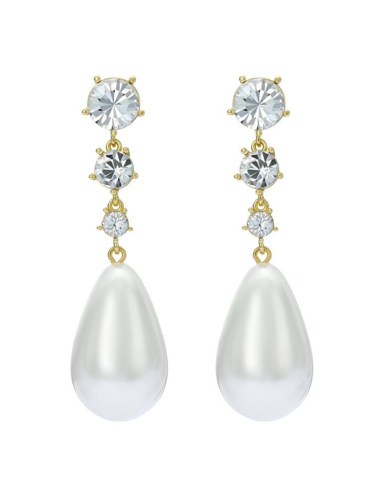 Ted Baker Pearsti - Pearl Pendant Crystal Drop Earrings Schmuck Damen Gold | 984712-PQK