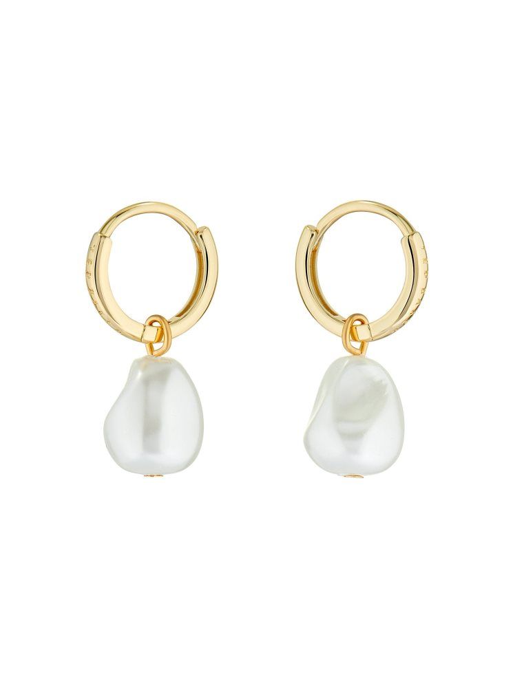 Ted Baker Periaa - Pearl Drop Pendant Huggie Earrings Schmuck Damen Gold | 735802-KMY