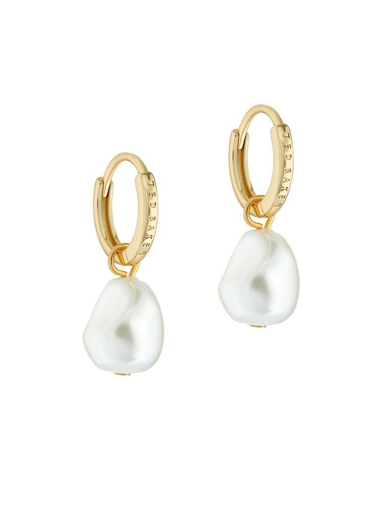 Ted Baker Periaa - Pearl Drop Pendant Huggie Earrings Schmuck Damen Gold | 735802-KMY