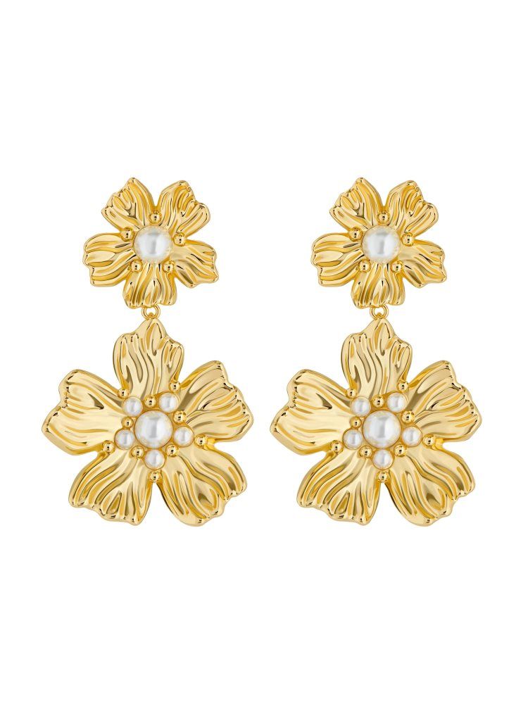 Ted Baker Petaria - Flower Statement Drop Earrings Schmuck Damen Gold | 309425-UIJ
