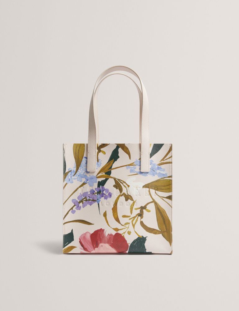 Ted Baker Phylisa - Floral Print Pu Leather Small Icon Tote Bag Tragetaschen Damen Rosa | 960231-MFP