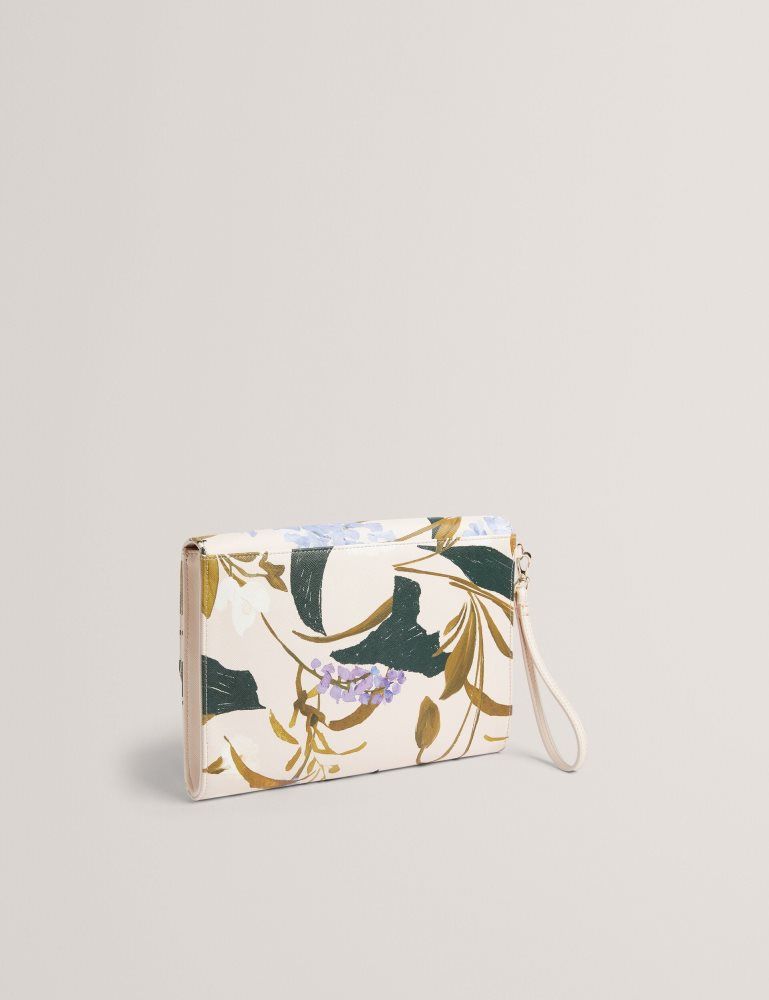 Ted Baker Poseii - Floral Print Envelope Icon Clutch Bag Tragetaschen Damen Rosa | 078936-VSY