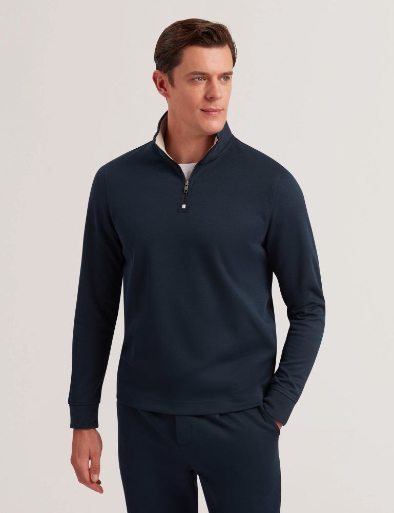 Ted Baker Pryor - Half-zip Funnel Neck Sweatshirt Oberteile Herren Navy | 860741-FZY
