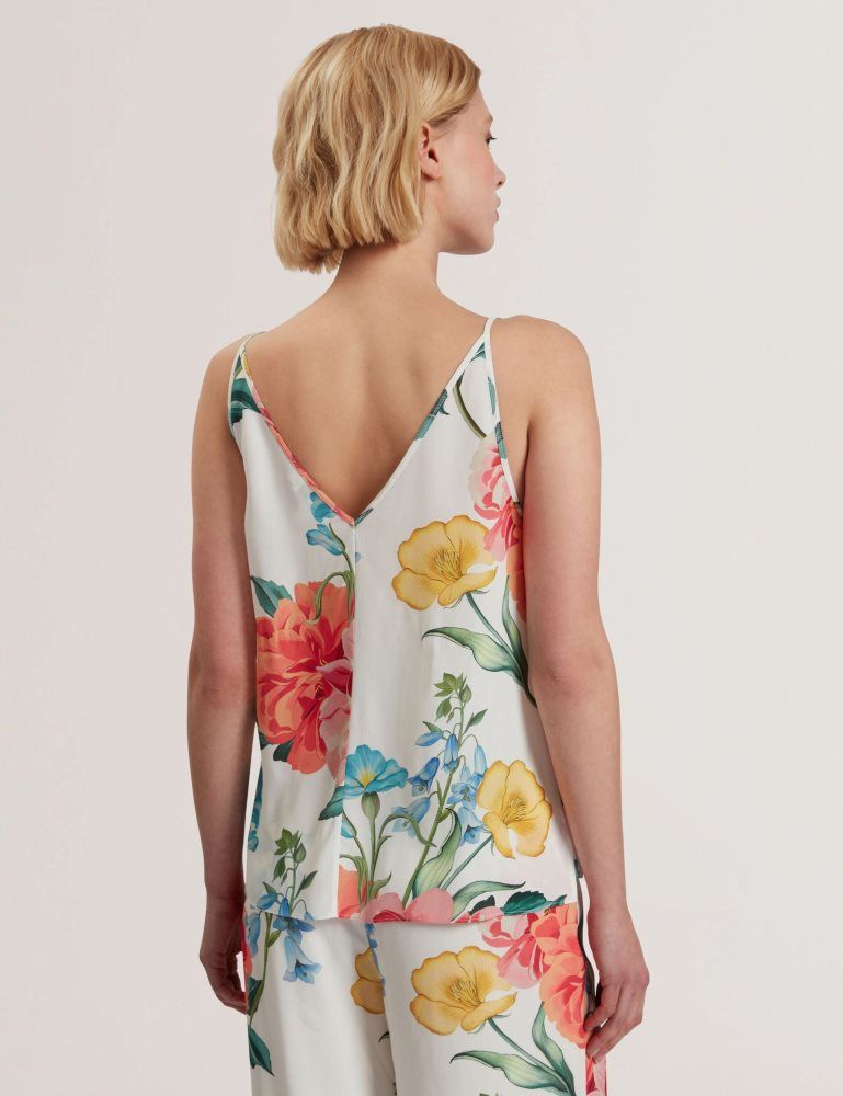 Ted Baker Purrla - Floral Print Scoop Neck Sleeveless Top T-shirts Damen Weiß | 632570-CVU