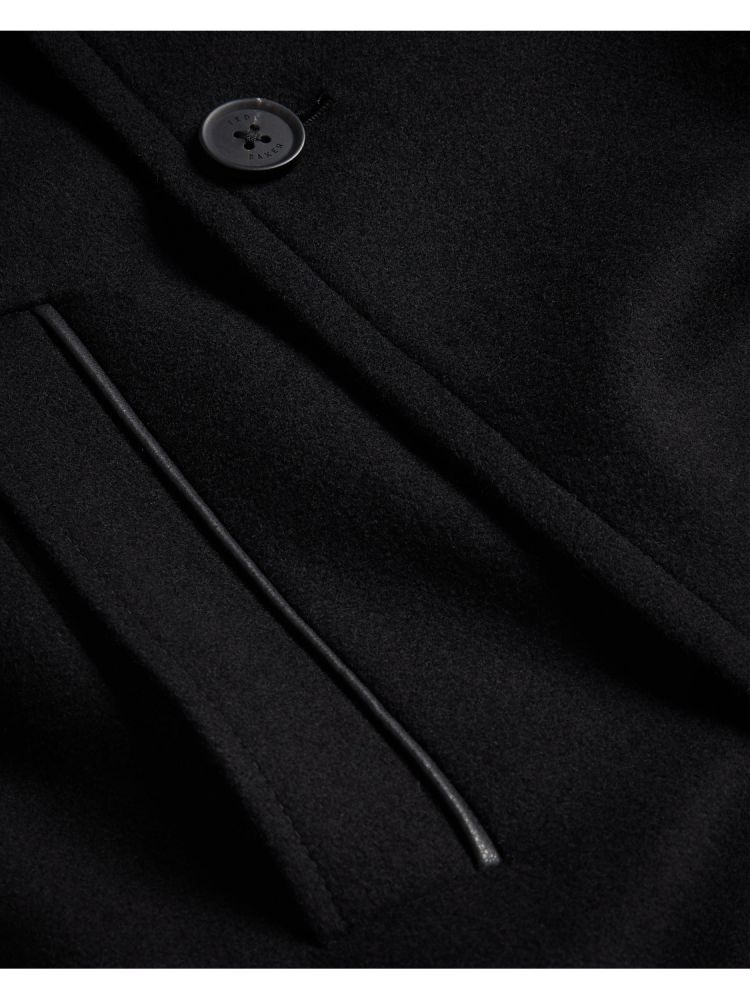 Ted Baker Radford - Longline Funnel Neck Wool Wrap Coat Jacken Herren Schwarz | 720859-LCI