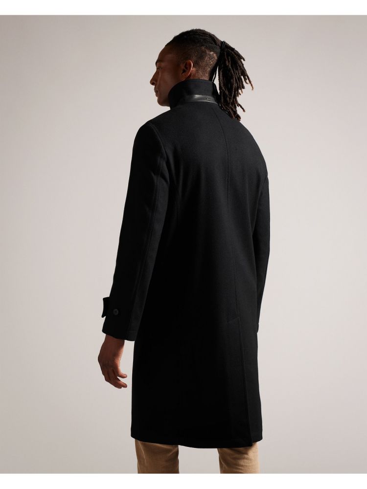 Ted Baker Radford - Longline Funnel Neck Wool Wrap Coat Jacken Herren Schwarz | 720859-LCI