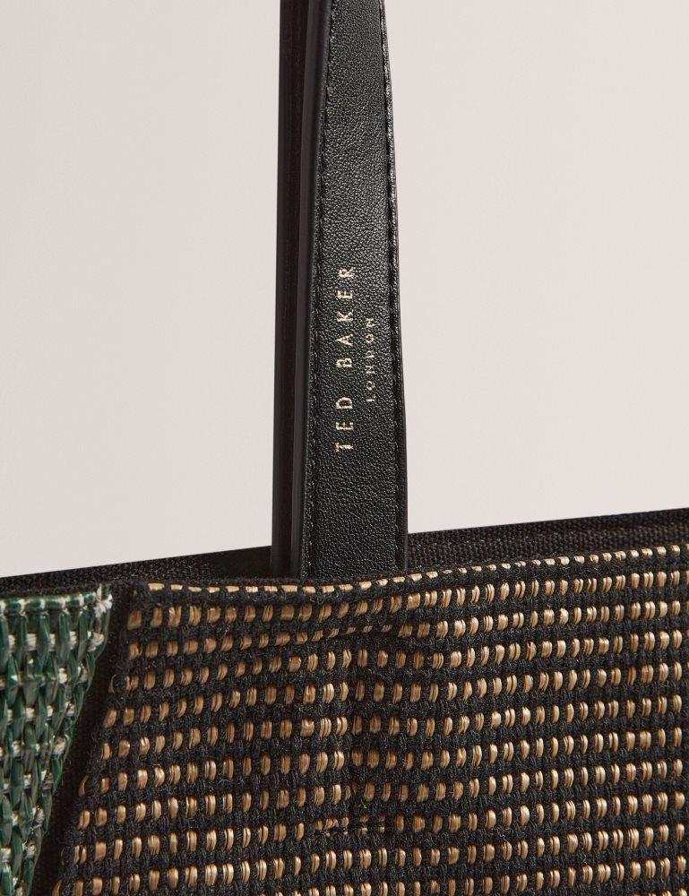Ted Baker Rafiya - Woven Colour Block Folding Shopper Bag Tragetaschen Damen Schwarz | 697302-SQK