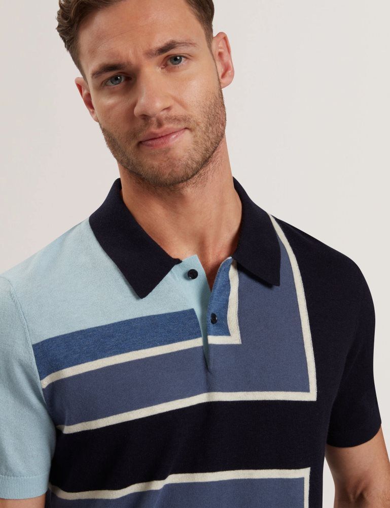 Ted Baker Ralfe - Short Sleeve Colour Blocked Polo Oberteile Herren Navy | 304792-ZPQ