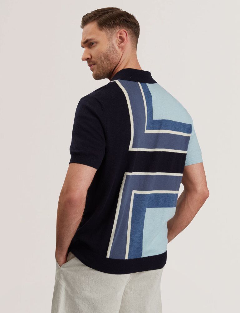 Ted Baker Ralfe - Short Sleeve Colour Blocked Polo Oberteile Herren Navy | 304792-ZPQ