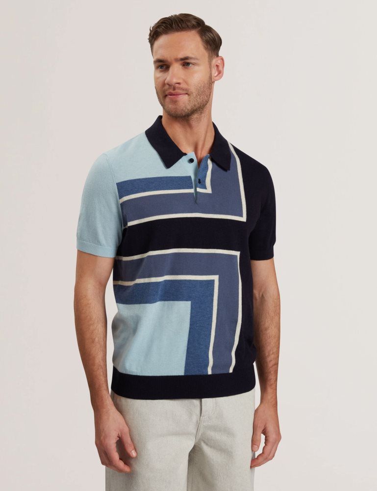 Ted Baker Ralfe - Short Sleeve Colour Blocked Polo Oberteile Herren Navy | 304792-ZPQ