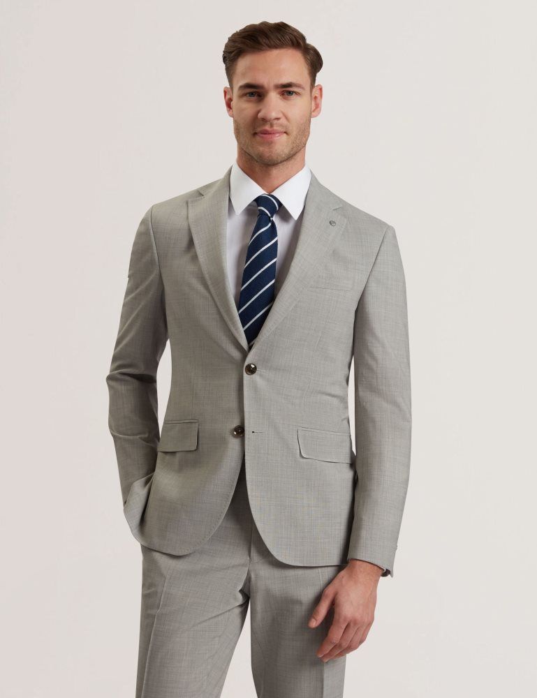 Ted Baker Ralph - Tailored Fit Sharkskin Wool Suit Jacket Anzüge Herren Grau | 753289-NXD