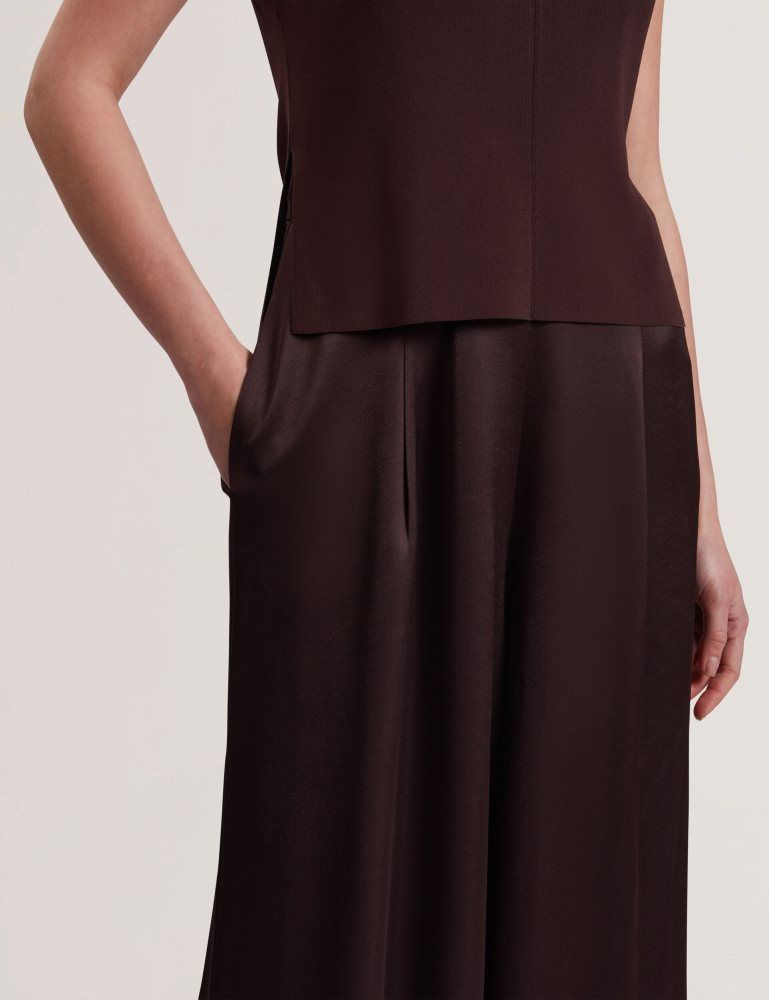 Ted Baker Rayyna - Wide Leg Satin Jumpsuit With Knitted Tank Jumpsuit Damen Braun | 856270-ERD