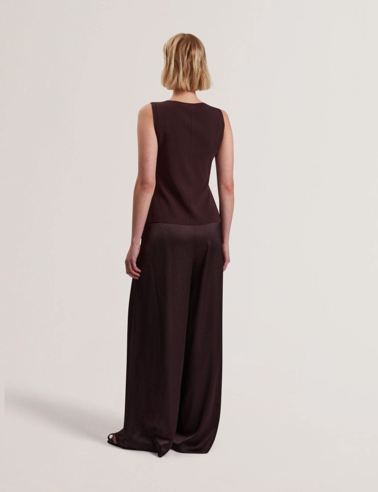 Ted Baker Rayyna - Wide Leg Satin Jumpsuit With Knitted Tank Jumpsuit Damen Braun | 856270-ERD