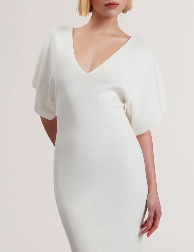 Ted Baker Rebexxa - Wide Sleeve Knitted Bodycon Midi Dress Kleid Damen Weiß | 672415-UXS