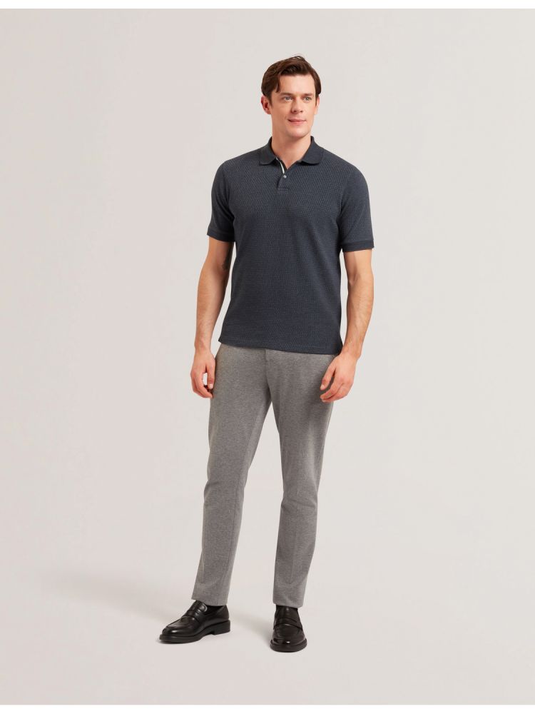Ted Baker Redman - Textured Pure Cotton Knitted Polo Shirt Oberteile Herren Navy | 612043-RHW