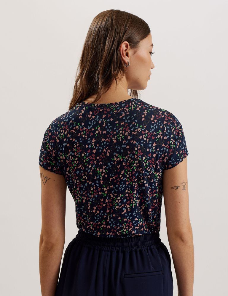 Ted Baker Remanaa - Heart Printed Fitted Tee T-shirts Damen Navy | 507361-BIE