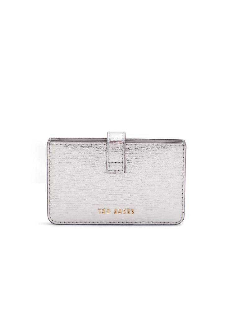 Ted Baker Riann - Metallic Crinkled Leather Card Holder Geldbörse Damen Silber | 726398-DOX