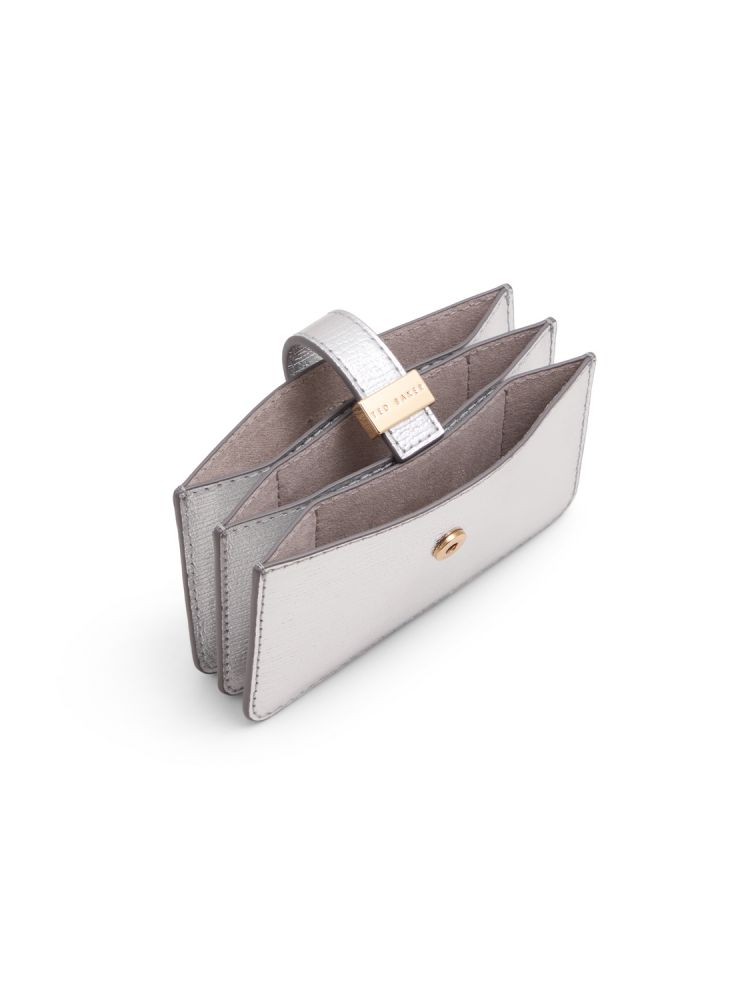 Ted Baker Riann - Metallic Crinkled Leather Card Holder Geldbörse Damen Silber | 726398-DOX