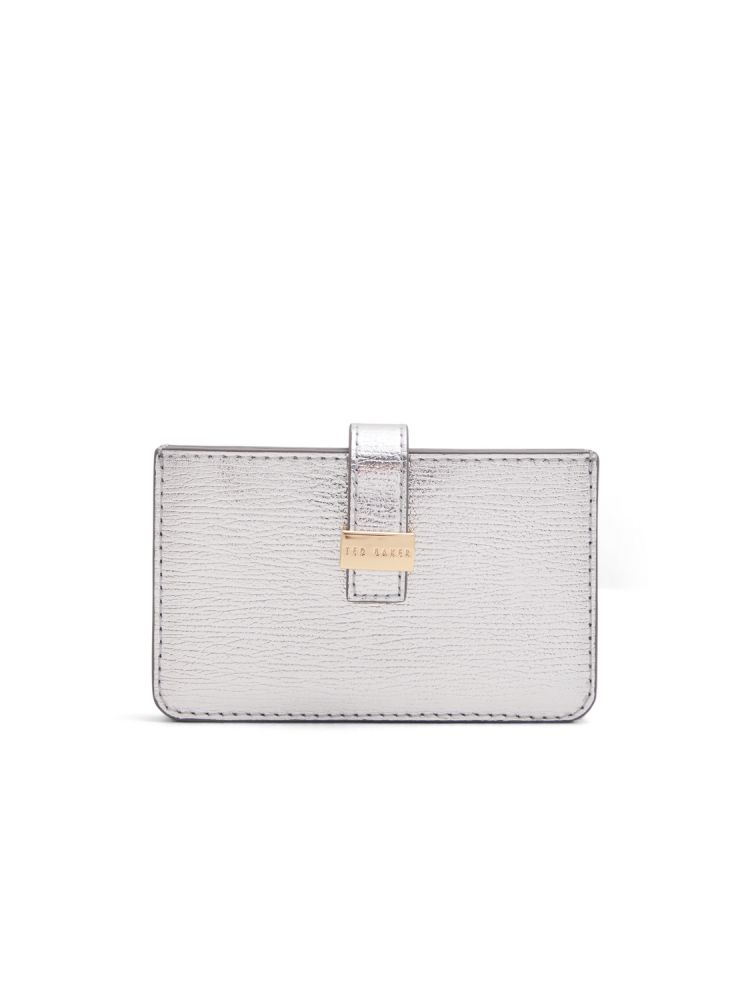 Ted Baker Riann - Metallic Crinkled Leather Card Holder Geldbörse Damen Silber | 726398-DOX