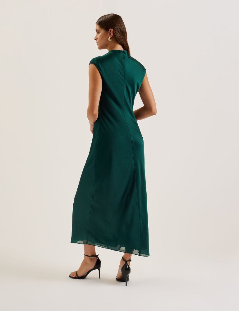 Ted Baker Rimini - Chiffon Drape Neck Detail Midaxi Dress Kleid Damen Grün | 387960-AYV