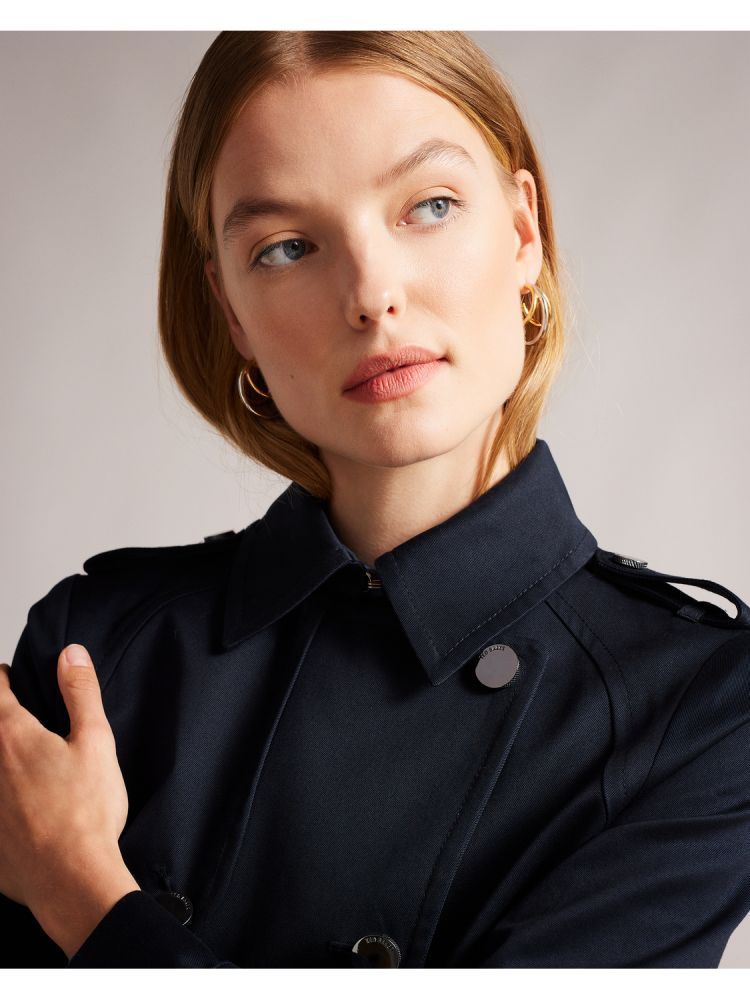 Ted Baker Robbii - Lightweight Showerproof Belted Trench Coat Jacken Damen Navy | 283516-FHG